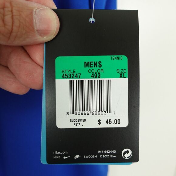 Nike Tennis Dri-Fit Mens Short Sleeve Polo Size XL Blue Activewear NWT - Picture 7 of 12